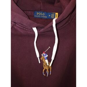 Polo Ralph Lauren‎ Kids Maroon Hoodie with Flesh Pony Logo - Size M